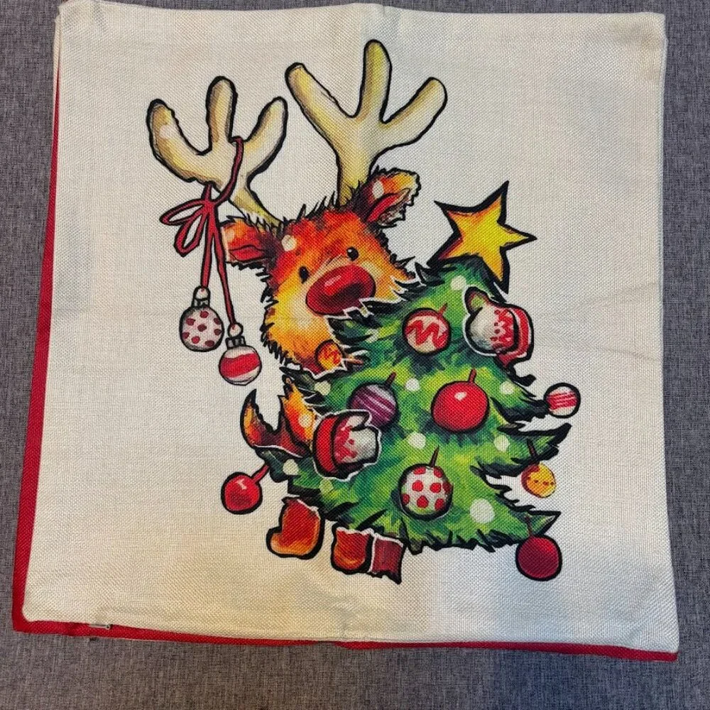 4 Whimsical Christmas Holiday Cushion Pillow Covers